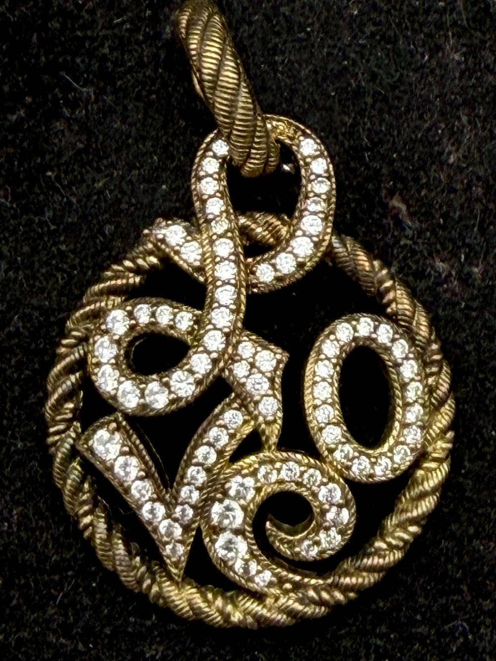 Judith Ripka- Vintage "LOVE" Gold Tone Sterling Silver Pendant